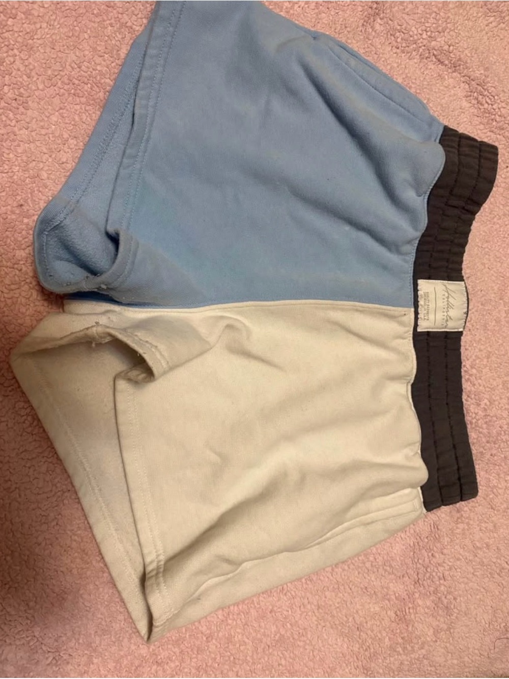 Hollister Blue and Cream High-Waist Colorblock Shorts